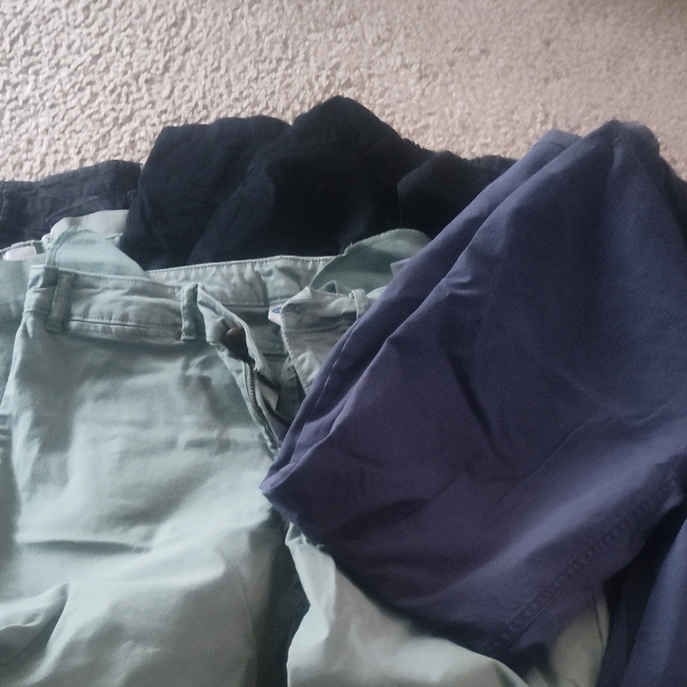 Assorted Pants in Black, Green, and Blue